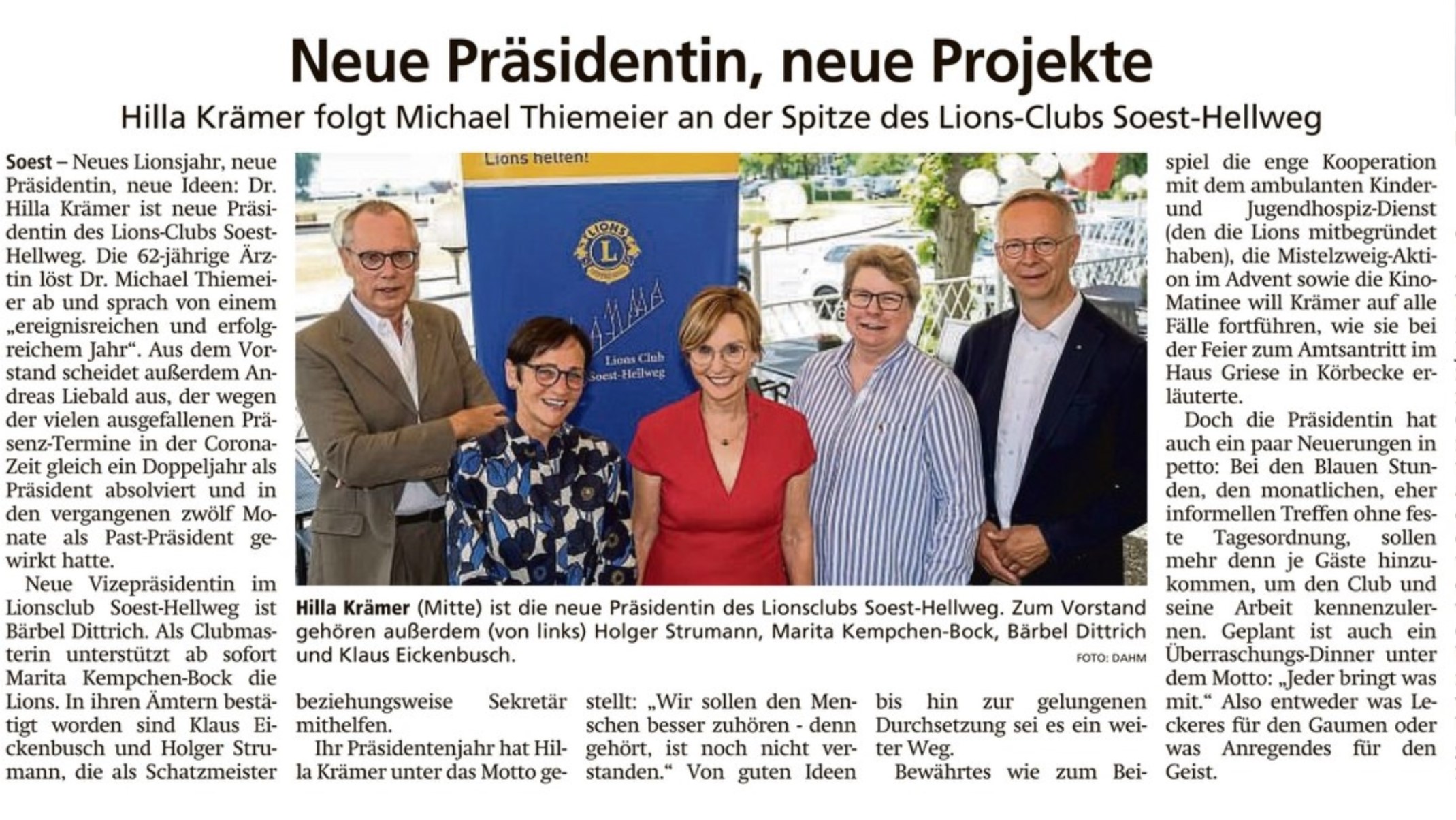 Soester Anzeiger Präsidentenübergabe 01.07.2023